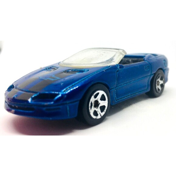 Hot Wheels Blue Black Racing Stripes 1995 Camaro Convertible Loose D44 VTG Wear - Picture 1 of 14